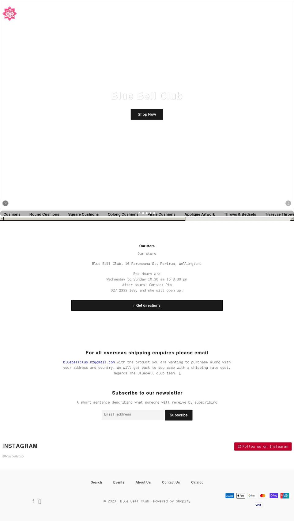 bluebellclub.co.nz shopify website screenshot