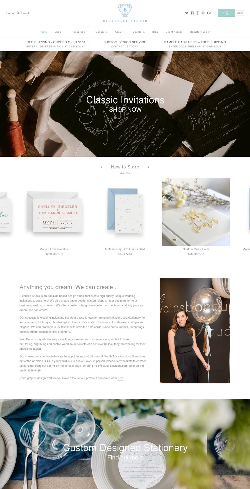 bluebellestudio.com — Shopify storefront screenshot