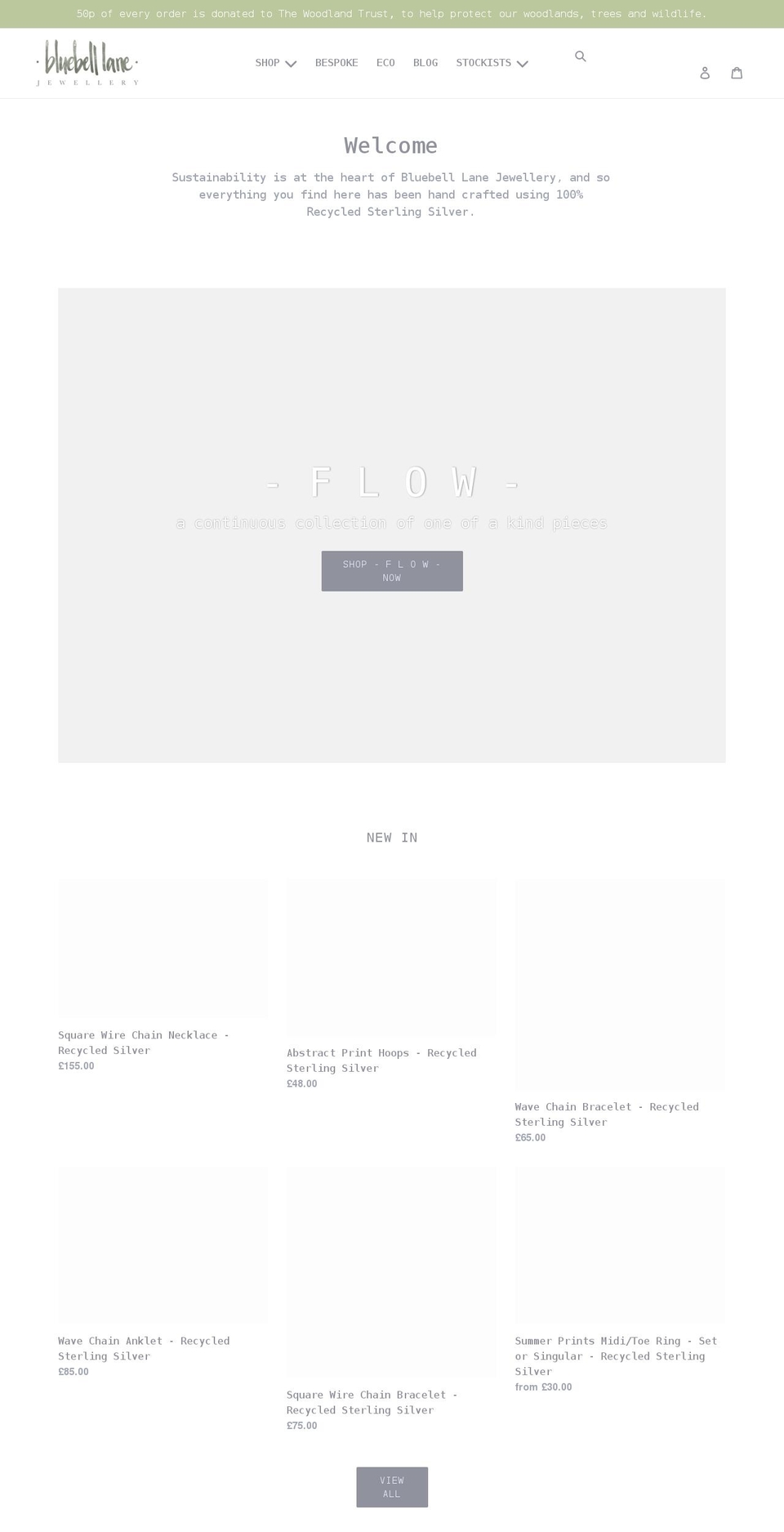 bluebelllanejewellery.com shopify website screenshot