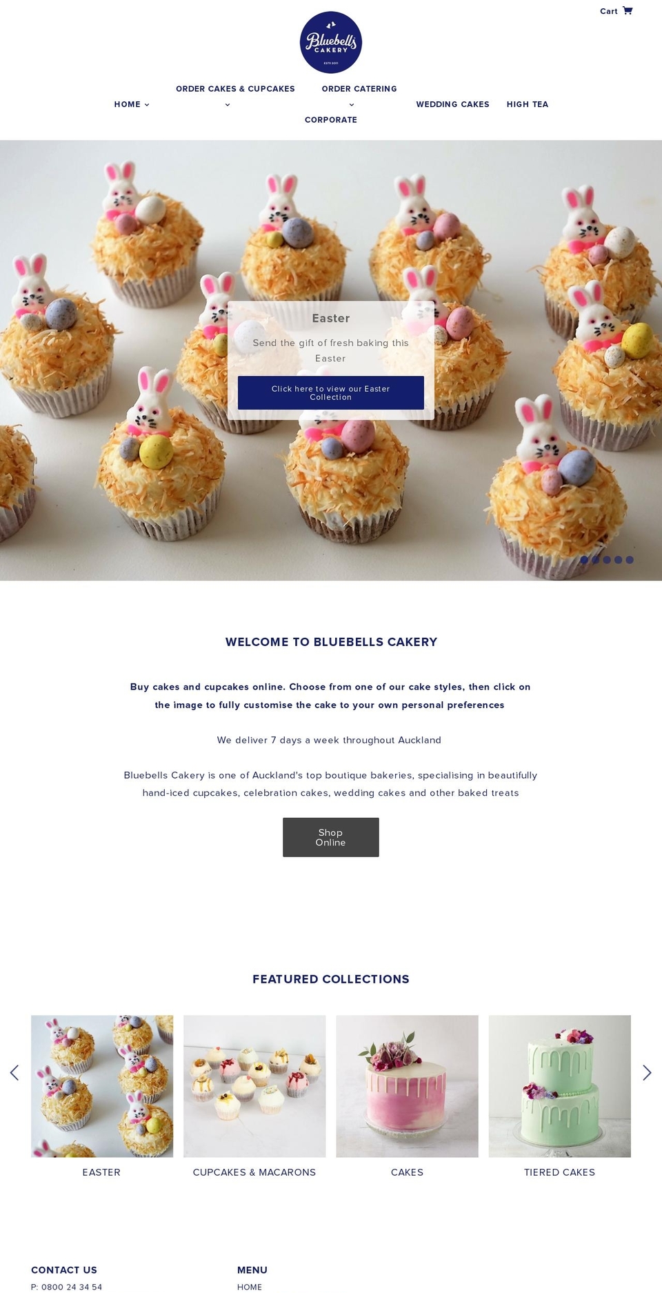 bluebellscakery.co.nz shopify website screenshot