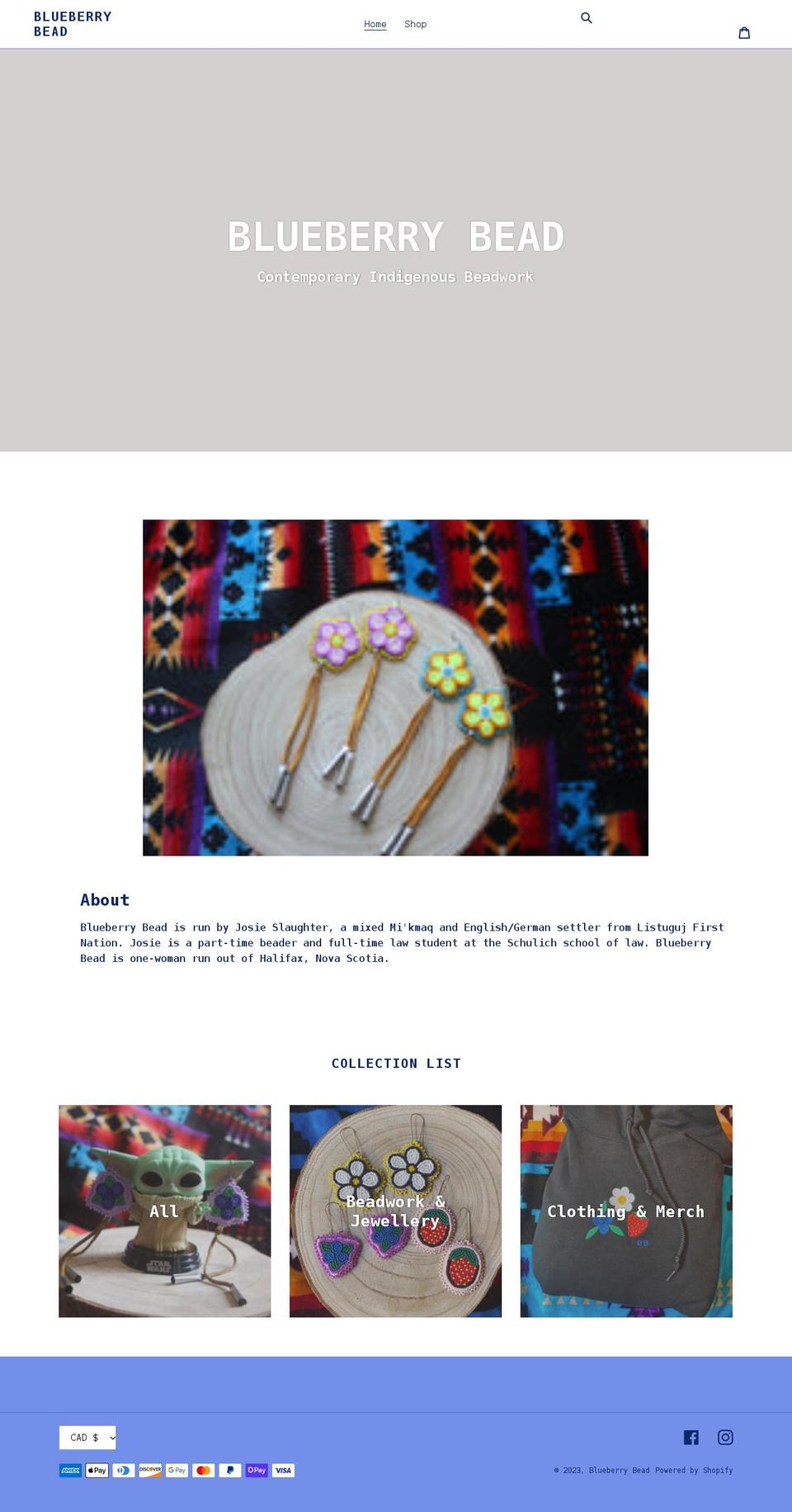 blueberrybead.com shopify website screenshot