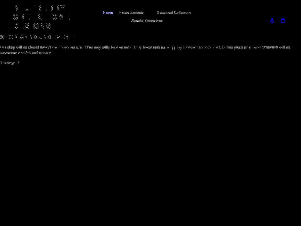blueberrycreekhomedesigns.com shopify website screenshot