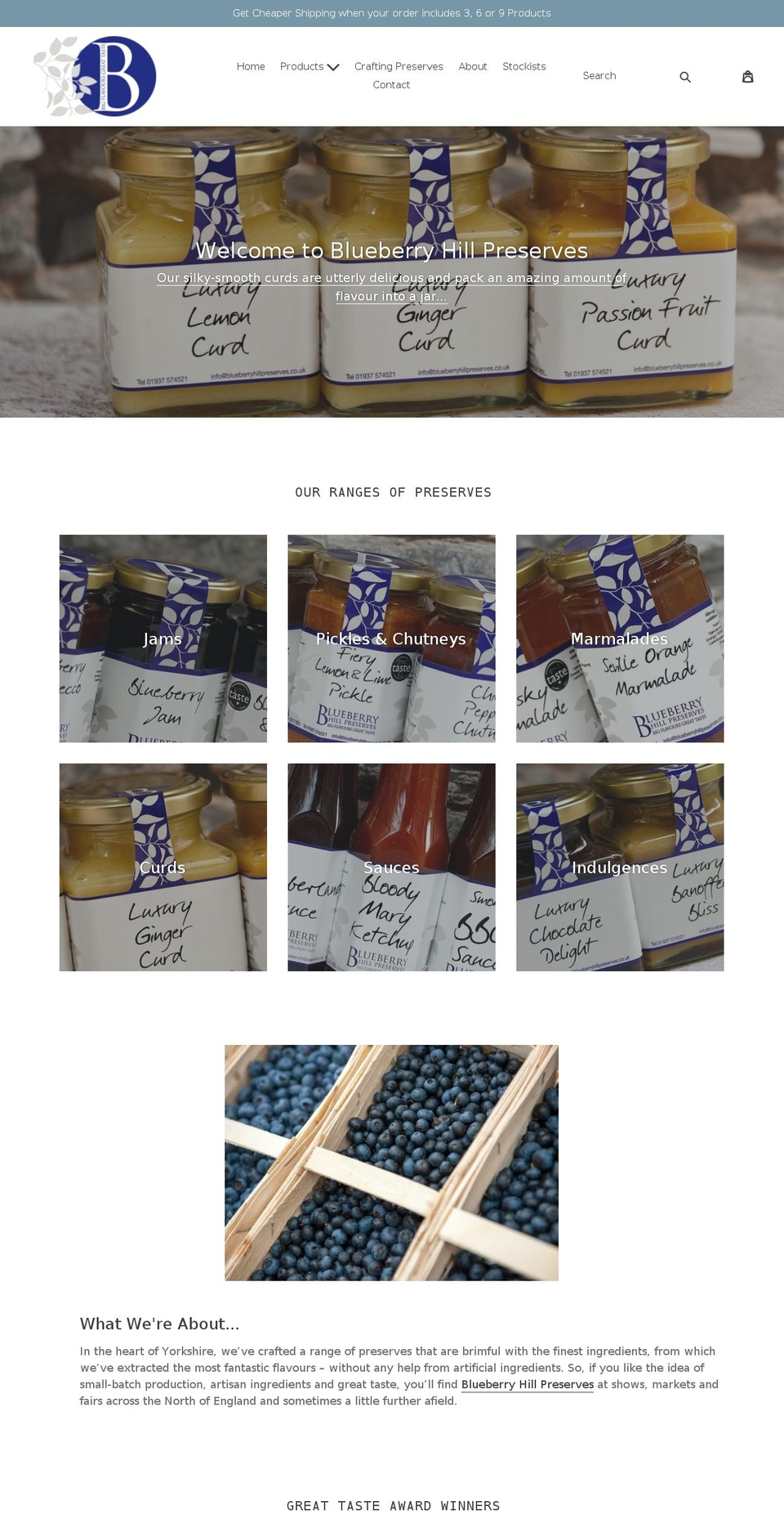 blueberryhillpreserves.co.uk shopify website screenshot