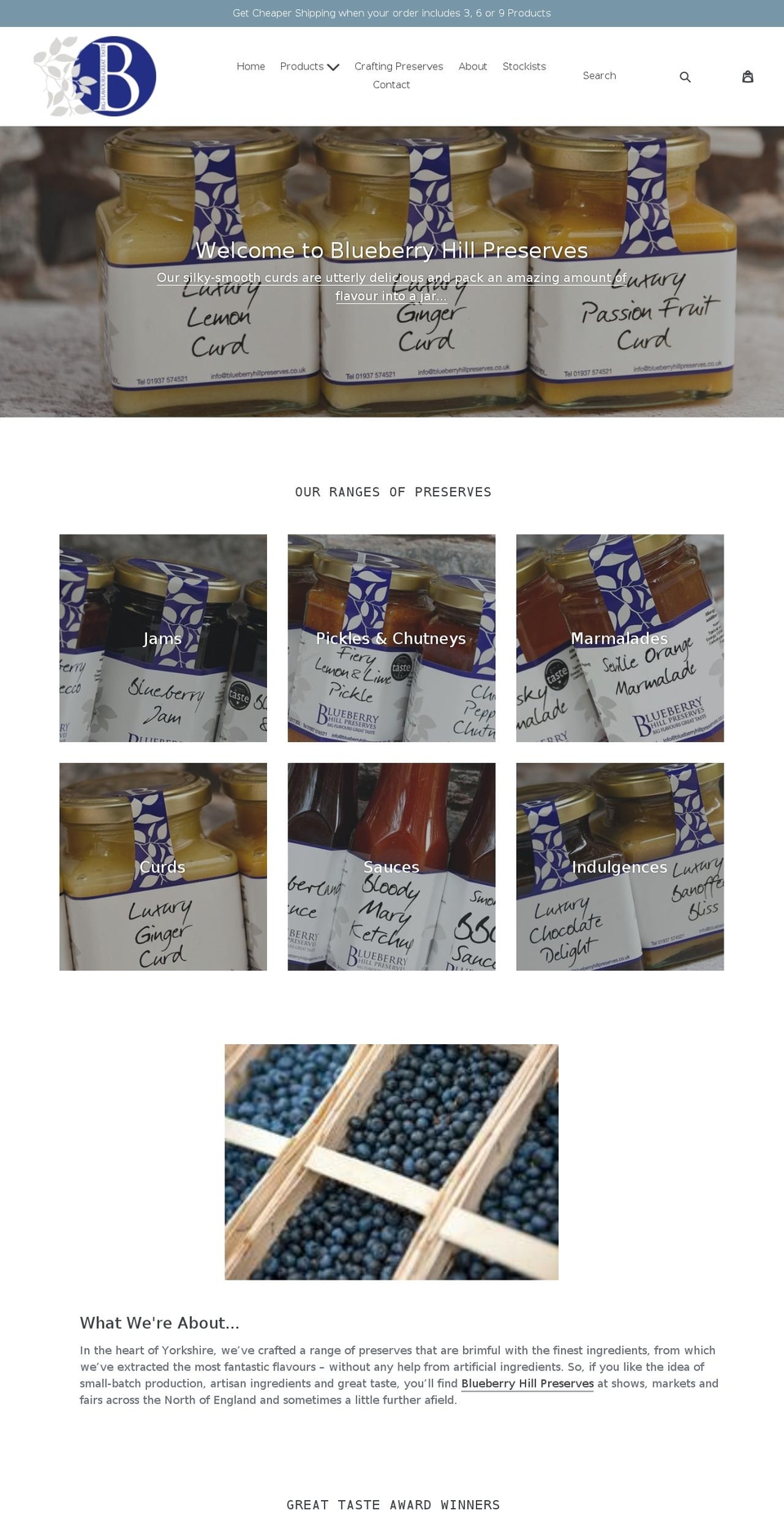 blueberryhillpreserves.com — Shopify storefront screenshot