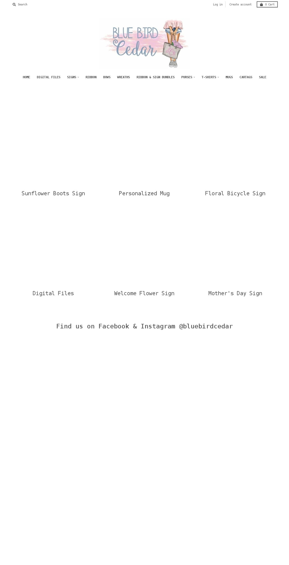 bluebirdcedar.com shopify website screenshot