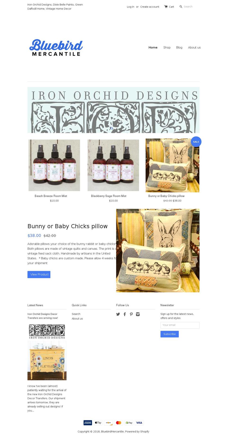 bluebirdmercantile.com shopify website screenshot