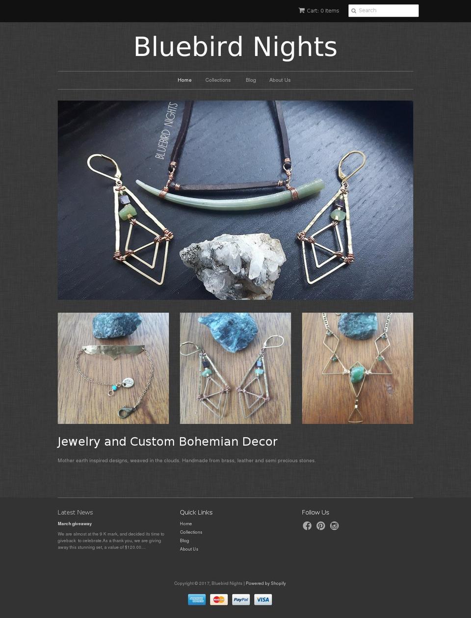 bluebirdnights.com shopify website screenshot