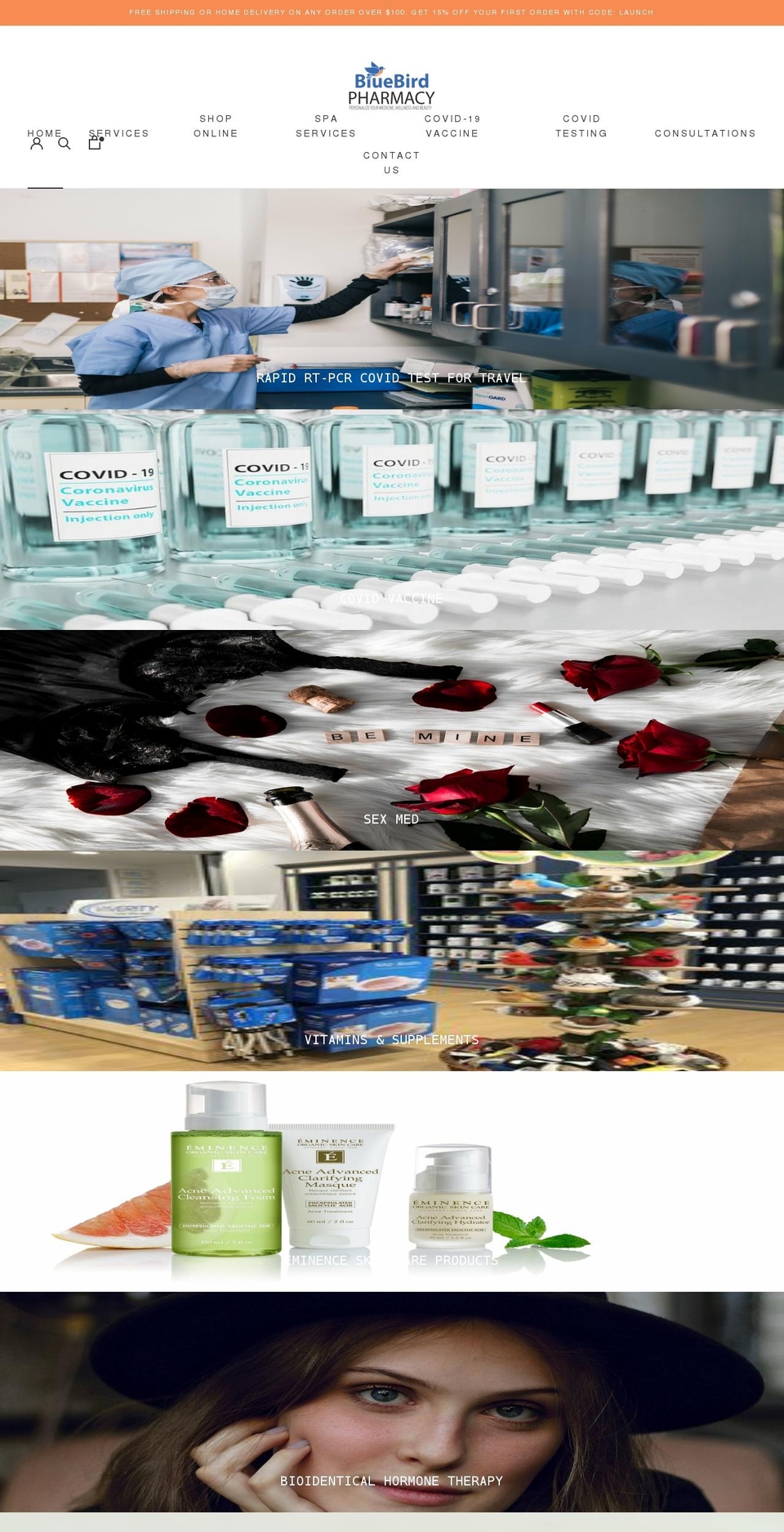bluebirdpharmacy.com shopify website screenshot