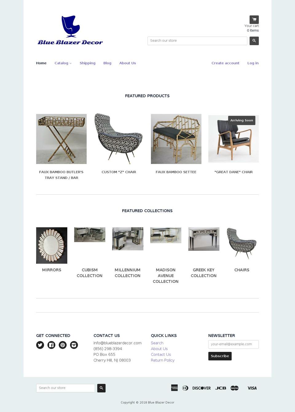 blueblazerdecor.com — Shopify storefront screenshot
