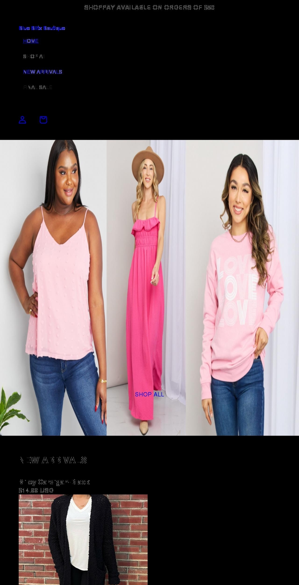 blueblitzboutique.com shopify website screenshot