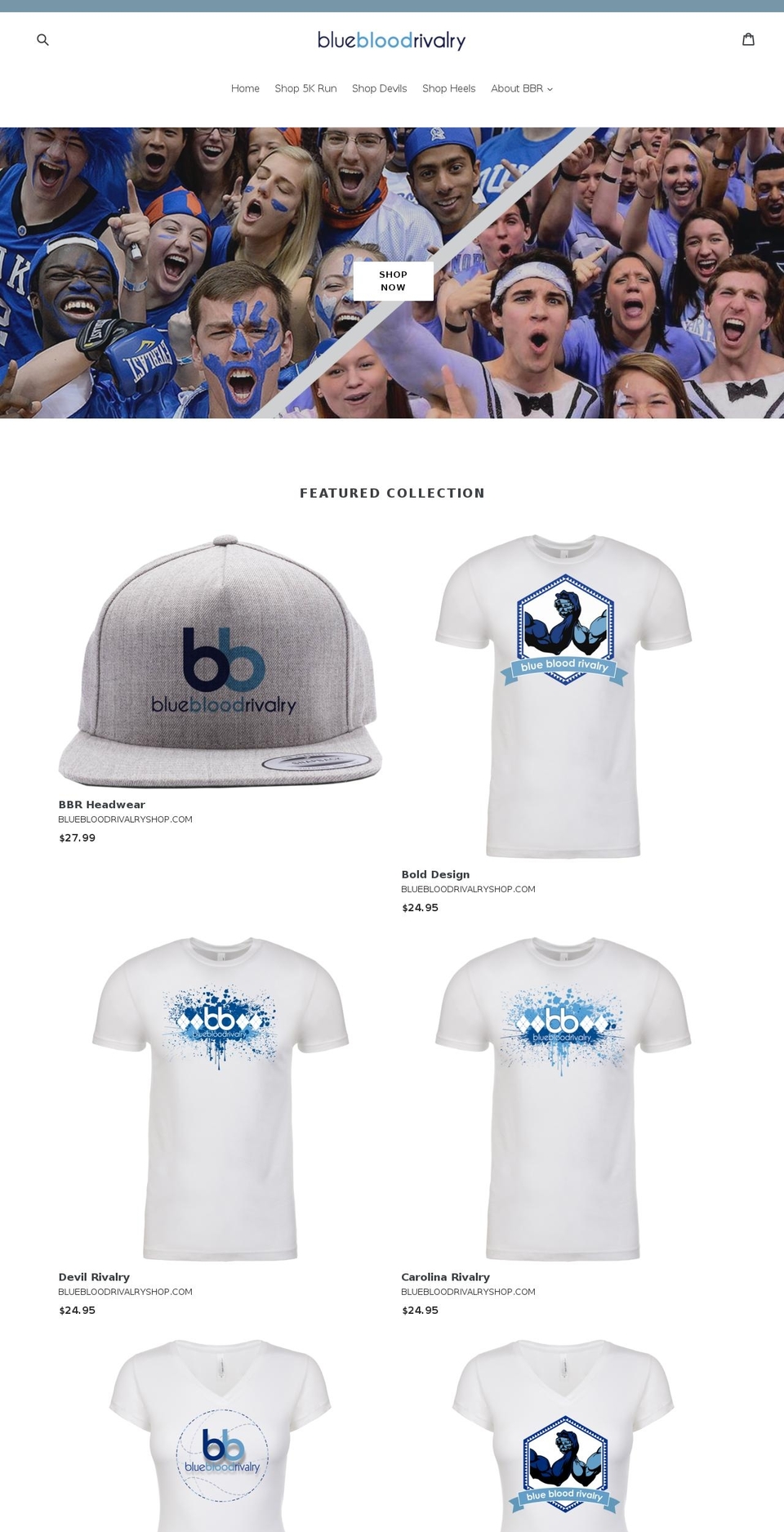 bluebloodrivalryshop.com — Shopify storefront screenshot