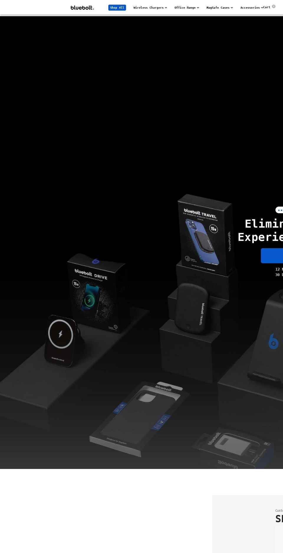 blueboltchargers.com shopify website screenshot