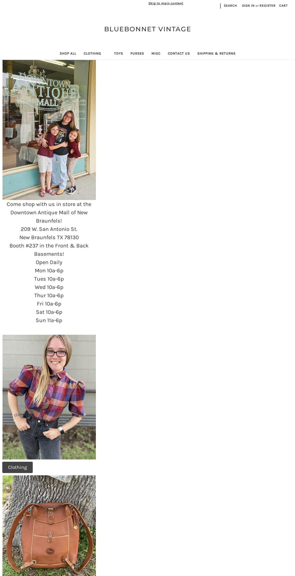 bluebonnetbeautique.com shopify website screenshot