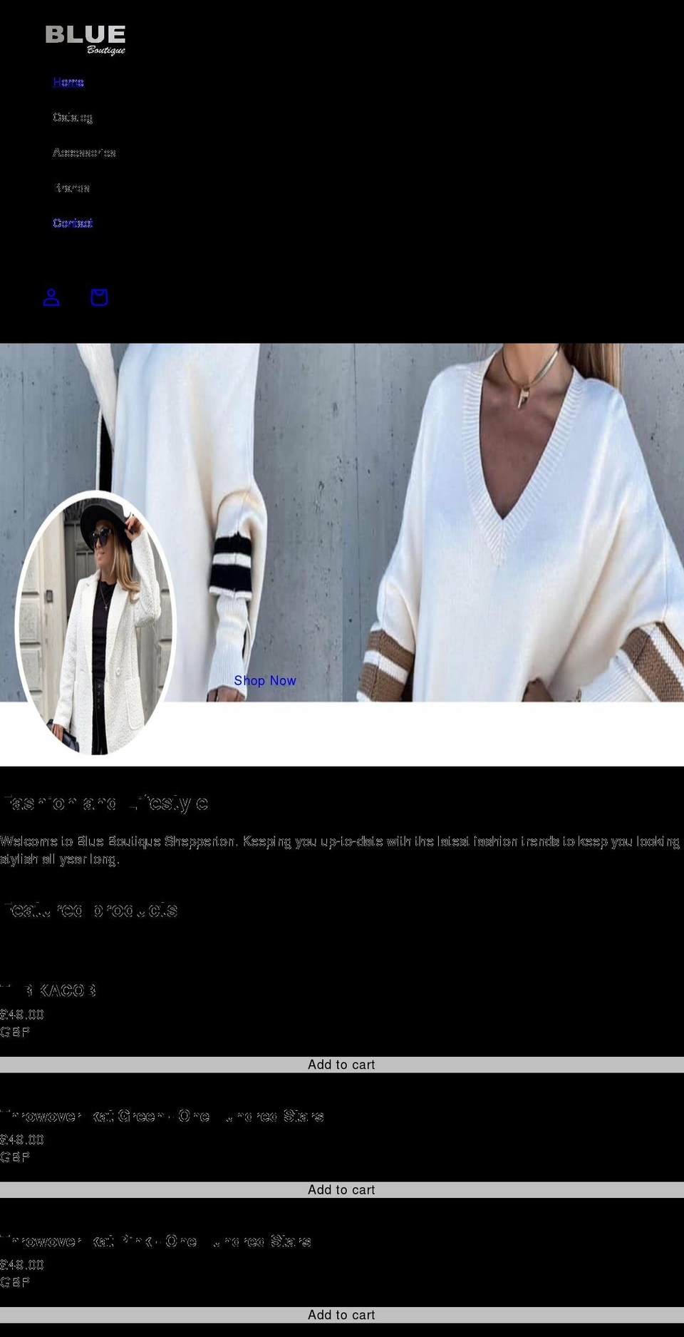blueboutique.net shopify website screenshot