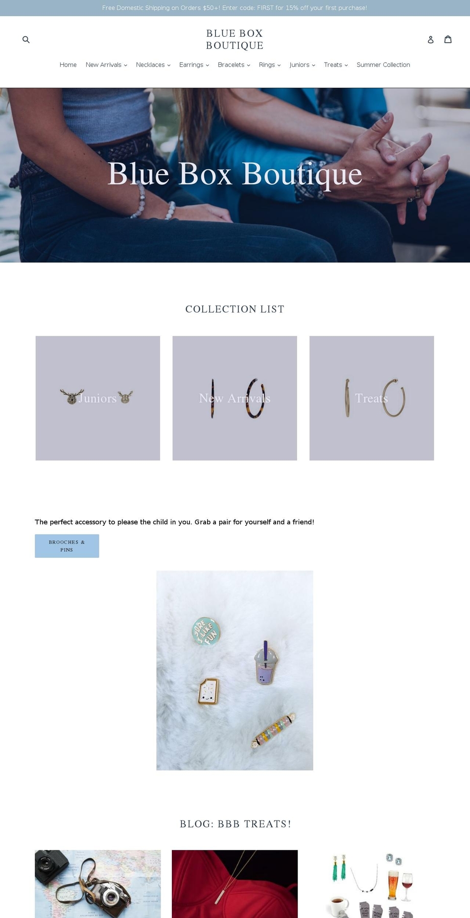 blueboxjewelryshop.com — Shopify storefront screenshot