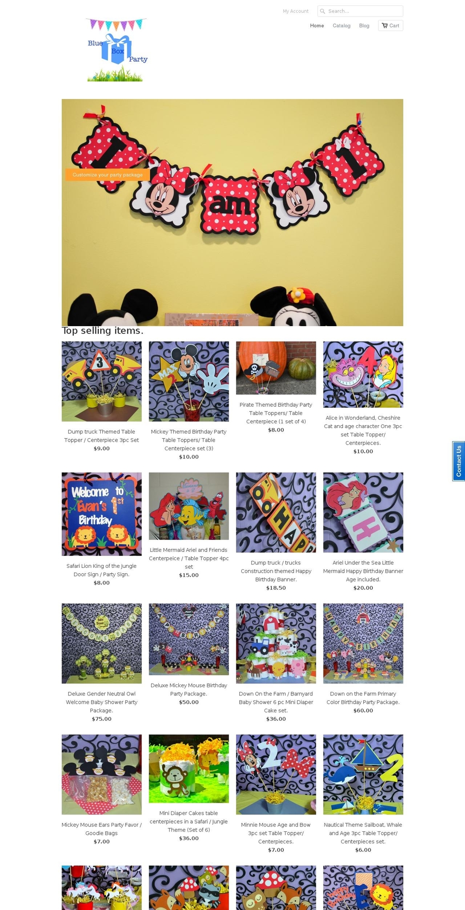 blueboxparty.com shopify website screenshot