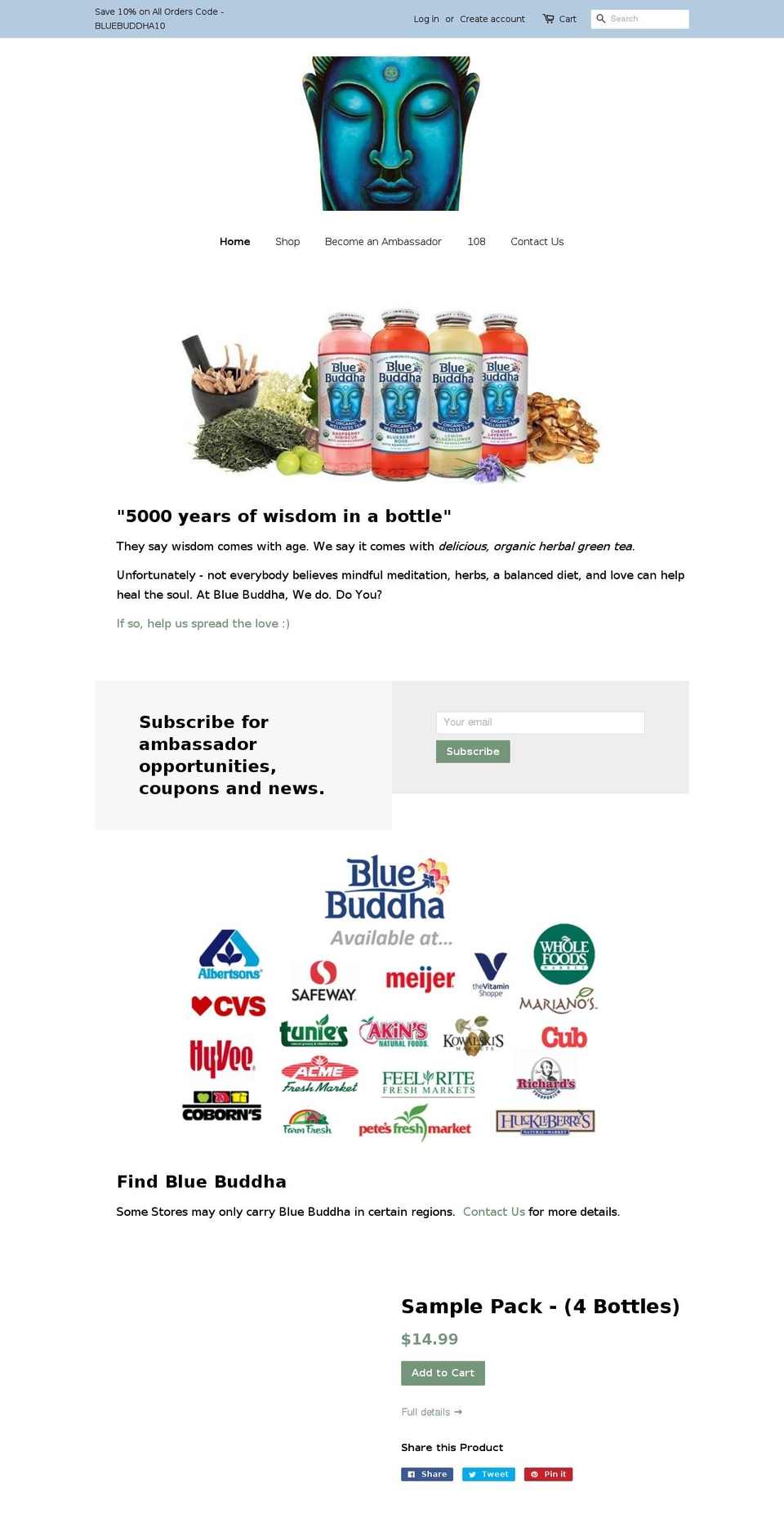 bluebuddhatea.com — Shopify storefront screenshot