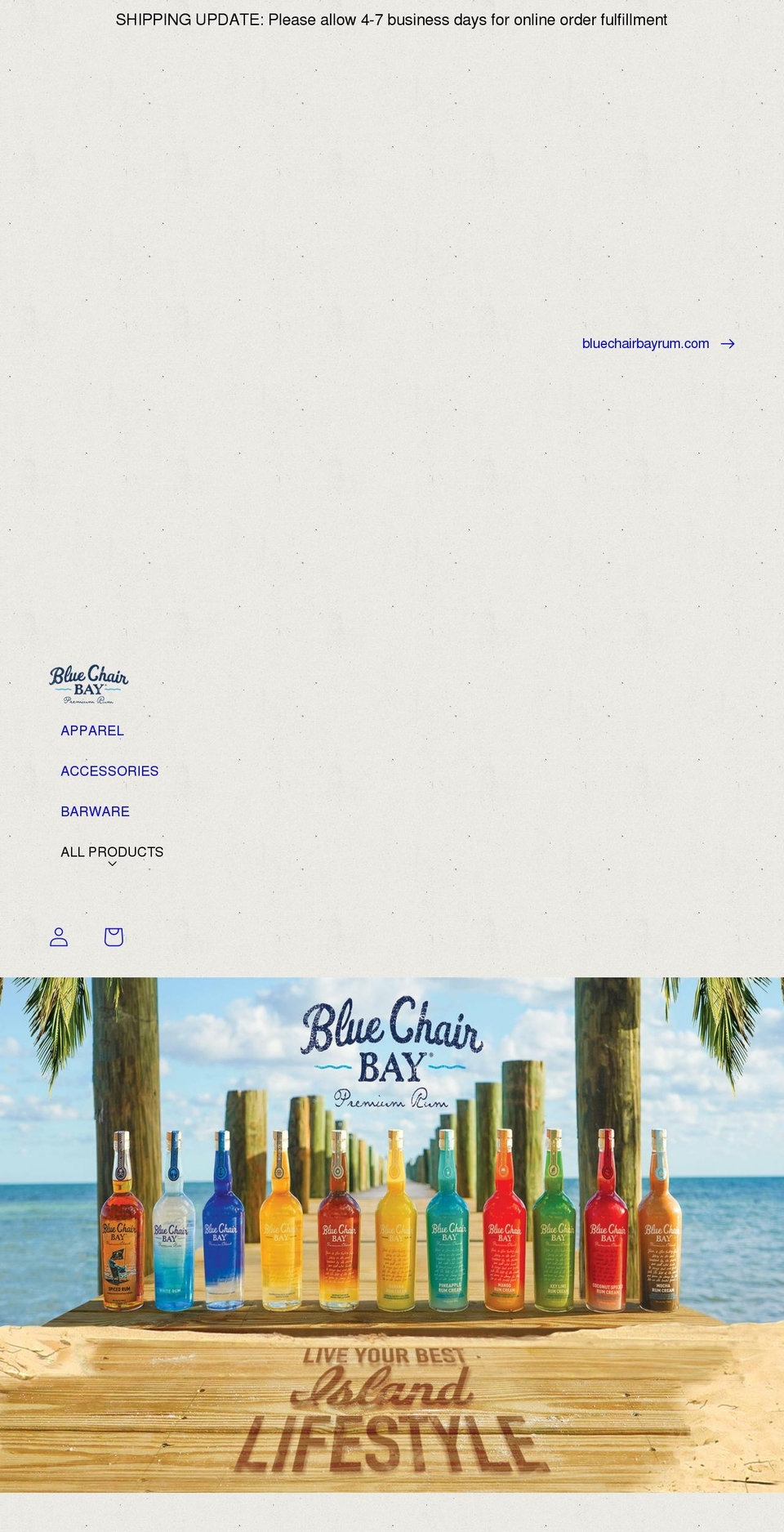bluechairbayrumstore.com shopify website screenshot