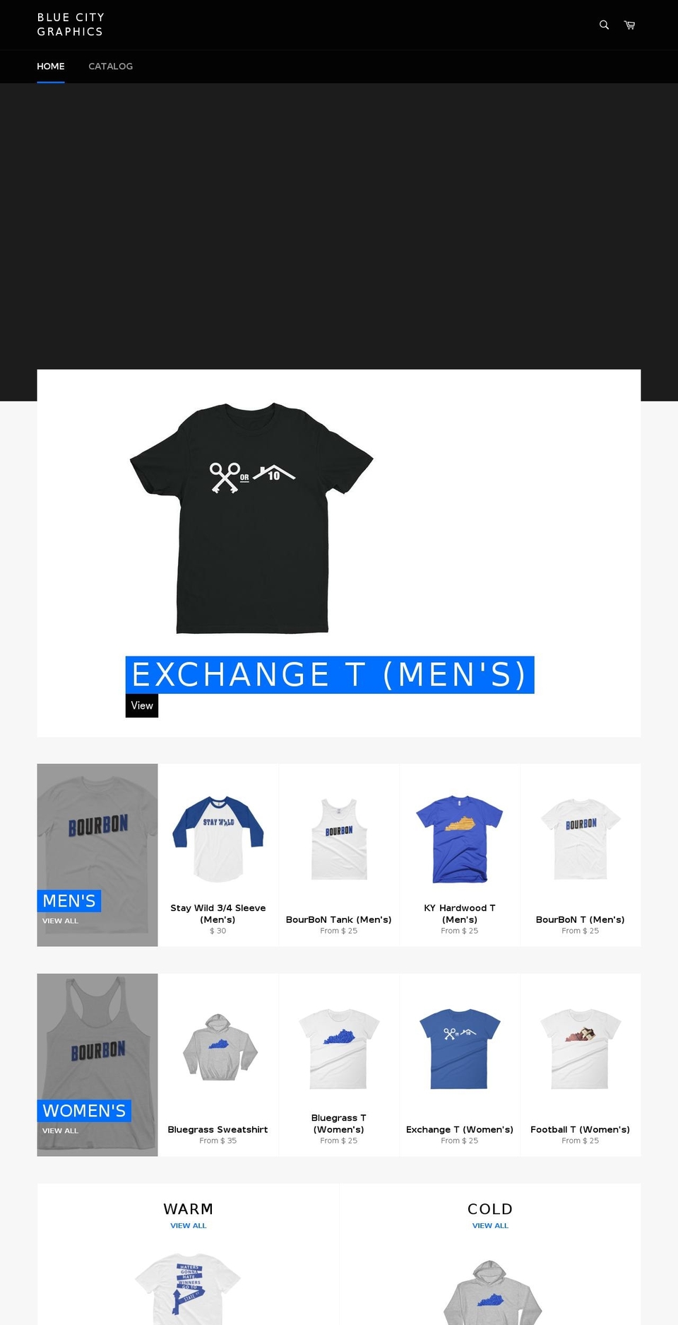 bluecitygraphics.com shopify website screenshot