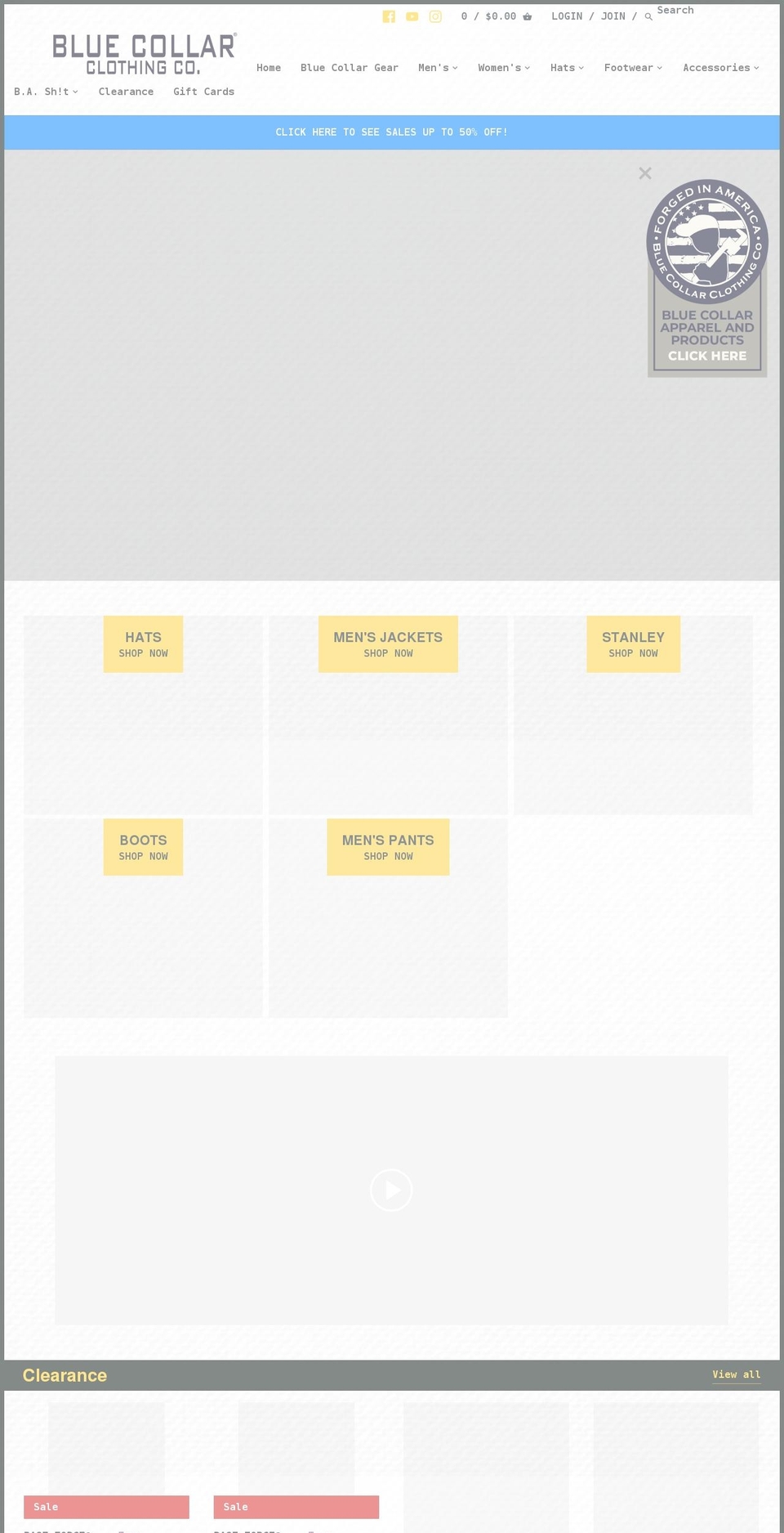 bluecollarclothingco.com shopify website screenshot