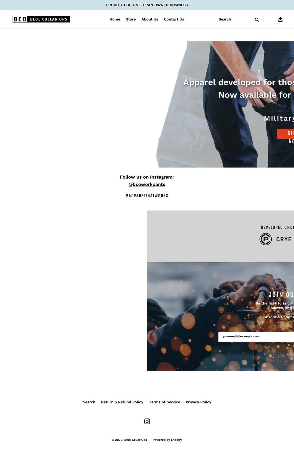 bluecollarops.com — Shopify storefront screenshot