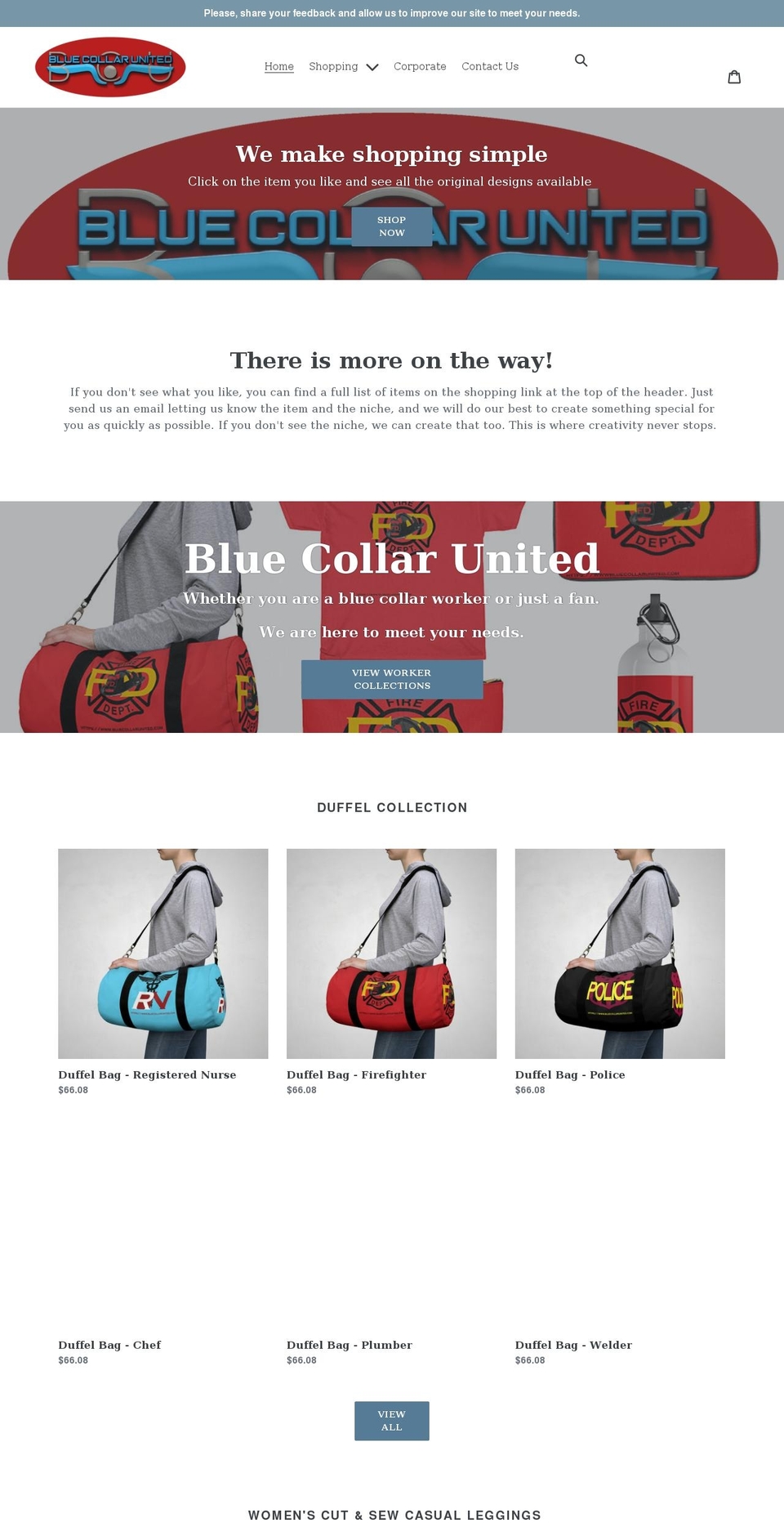 bluecollarunited.com shopify website screenshot