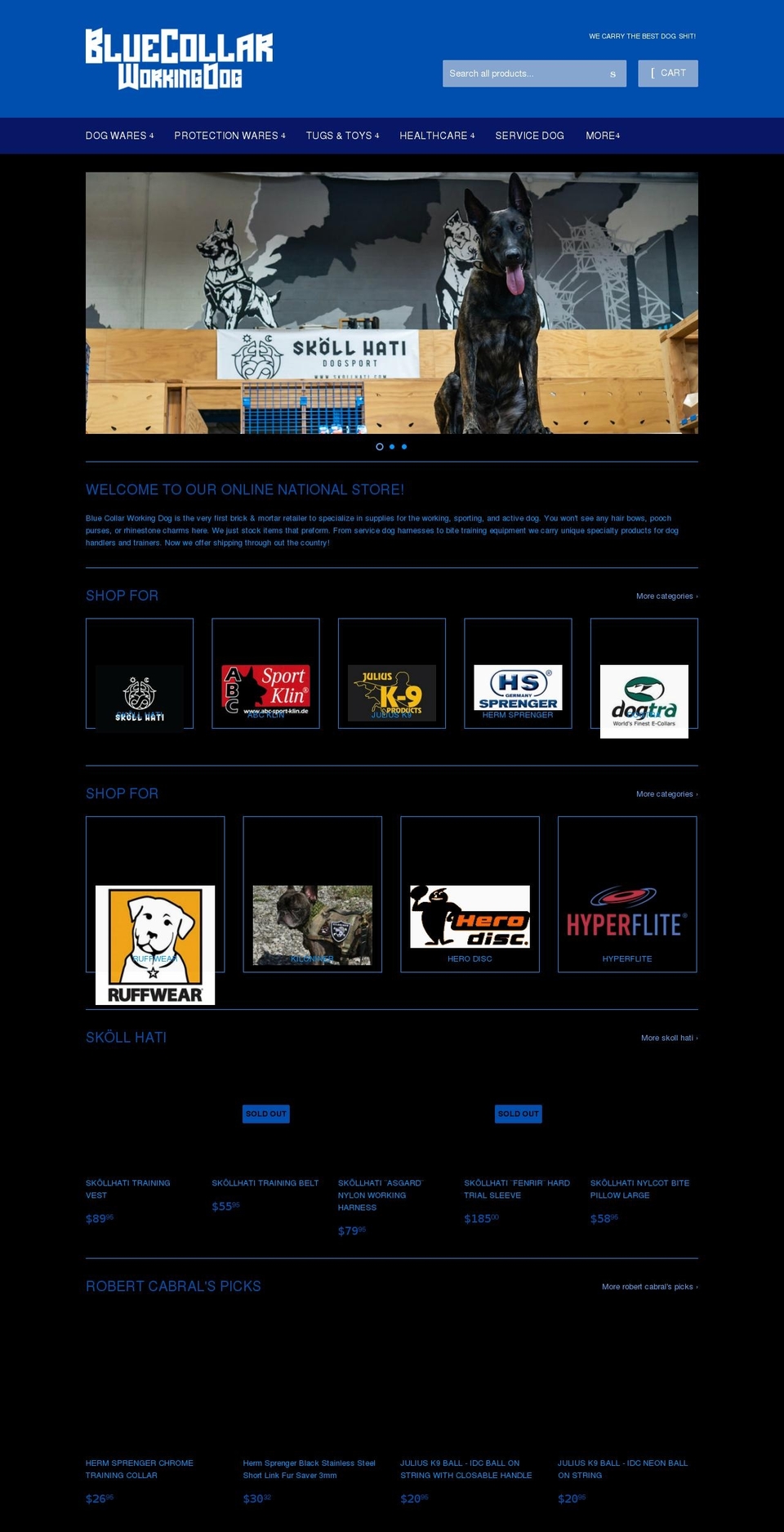 bluecollarworkingdog.myshopify.com shopify website screenshot