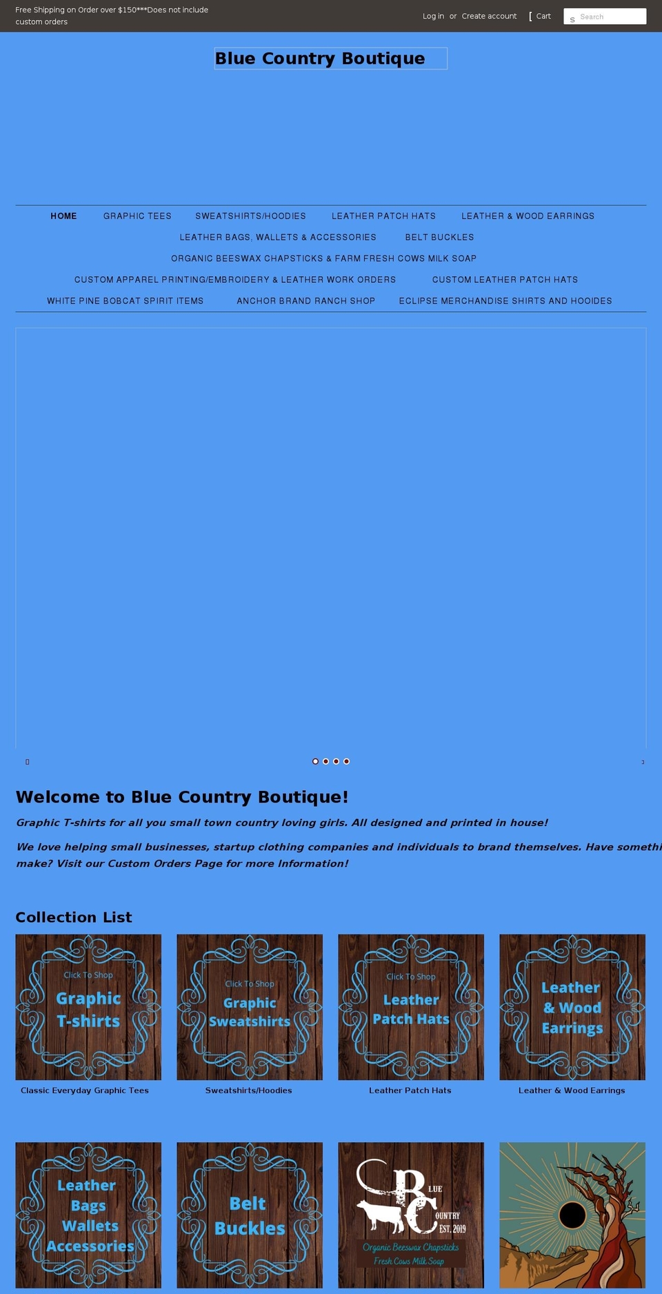 bluecountryboutique.com shopify website screenshot