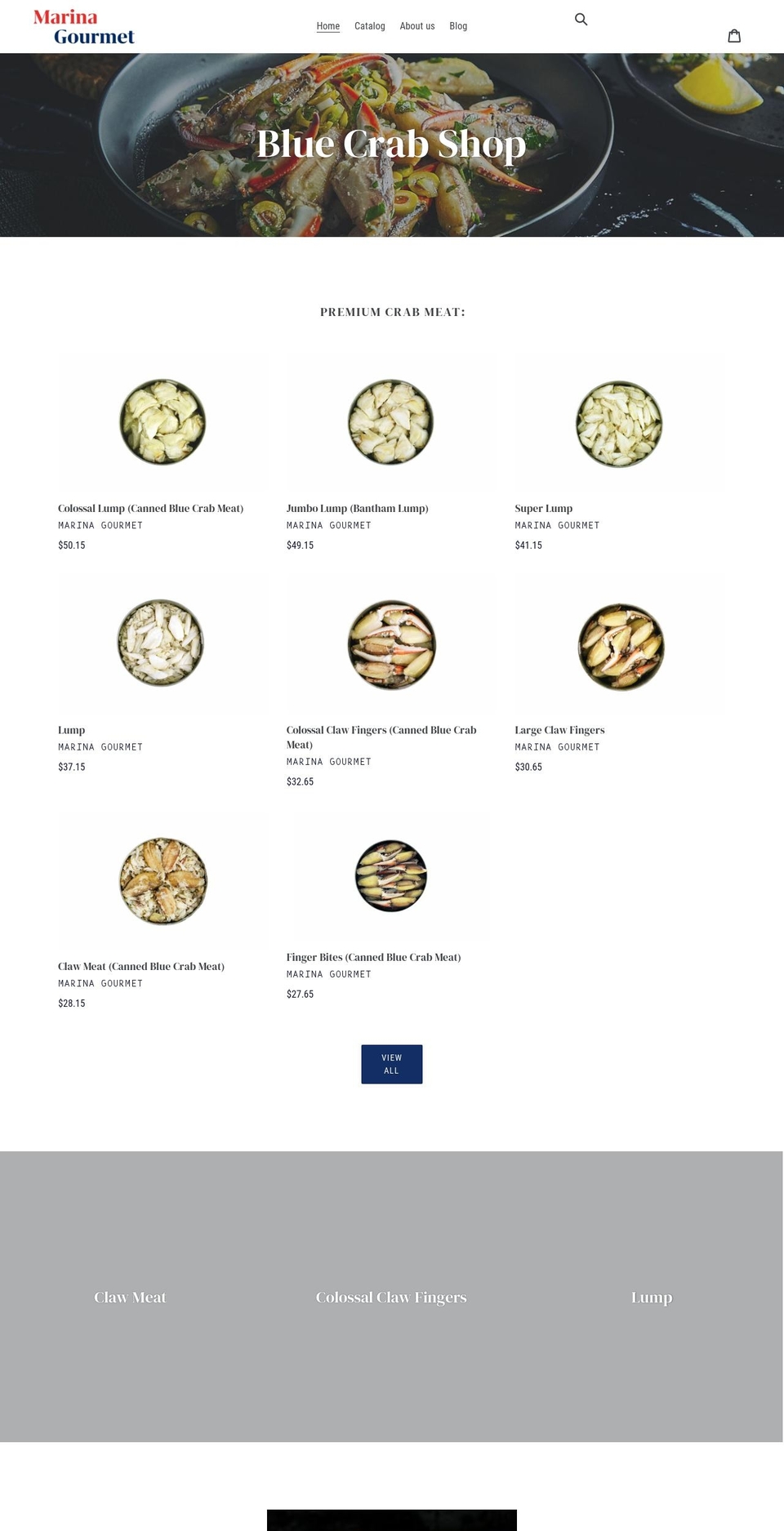bluecrabshop.com shopify website screenshot