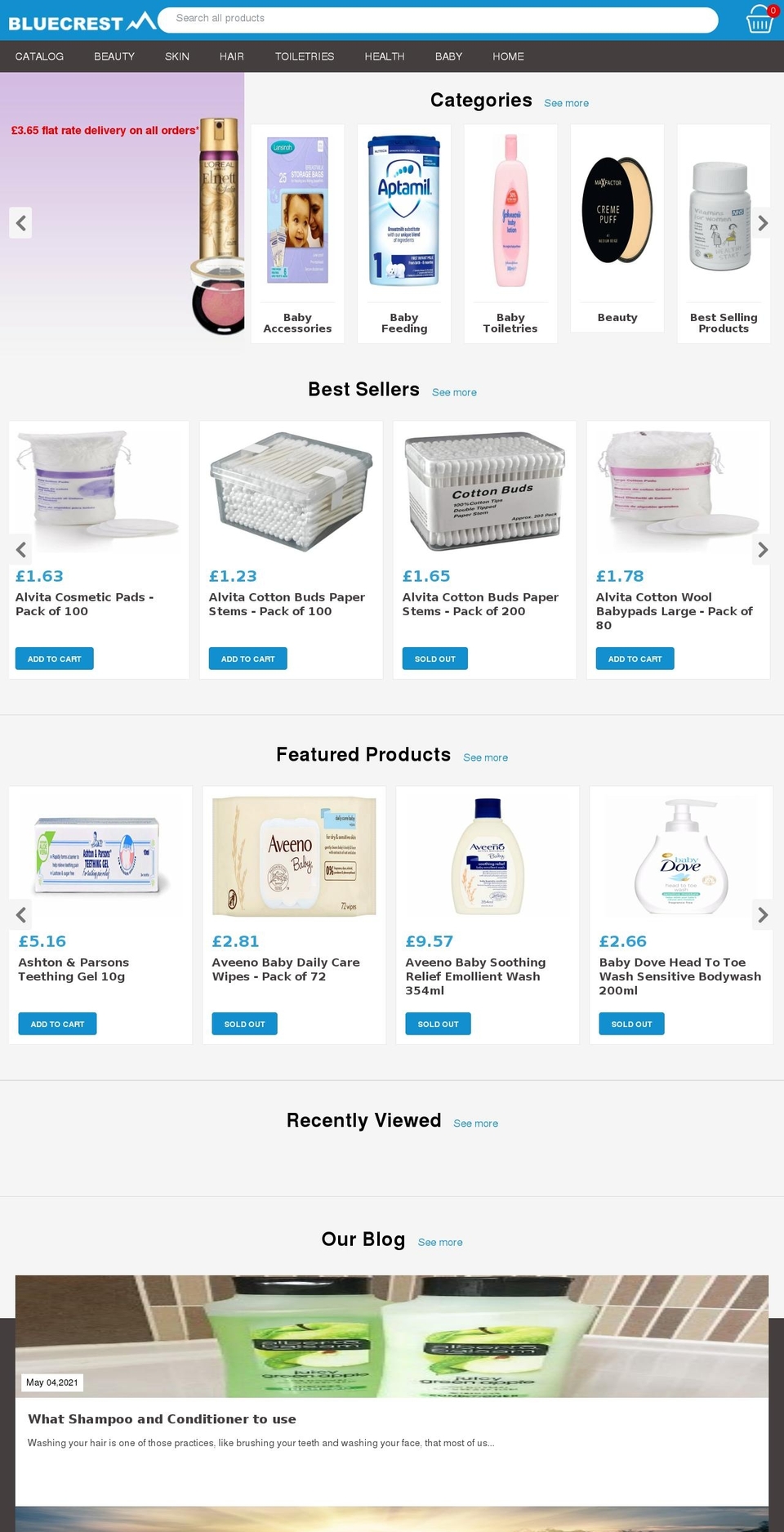bluecrestdirect.com shopify website screenshot