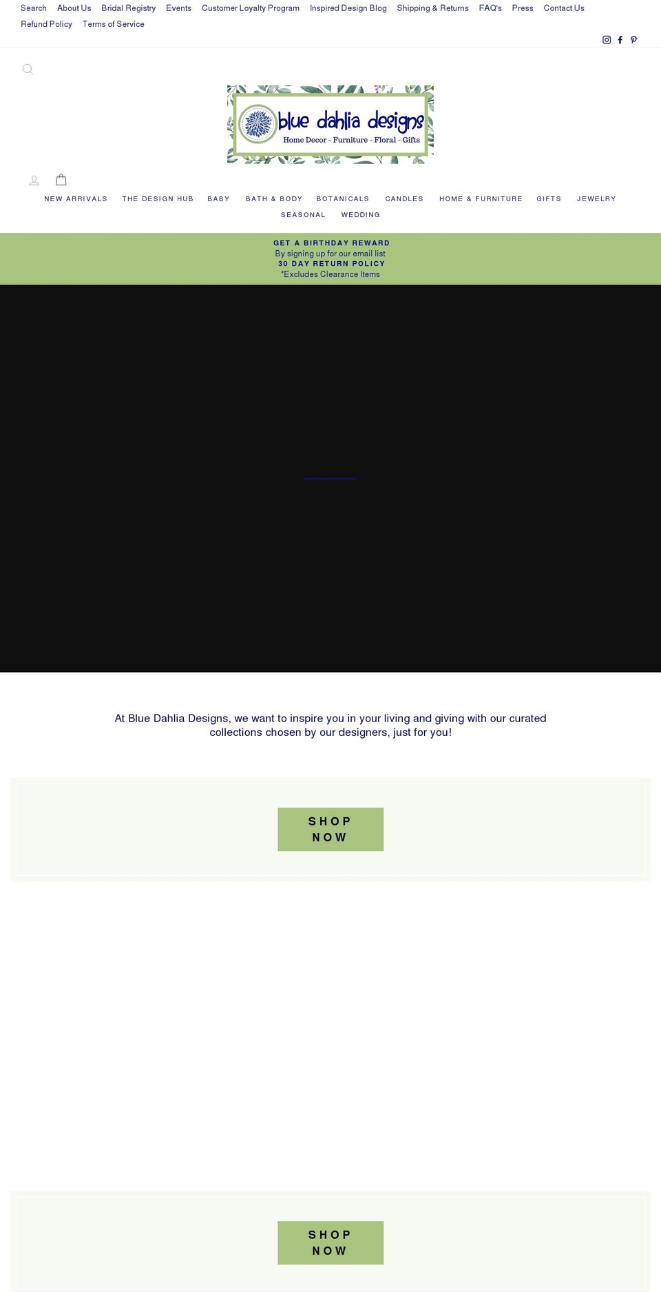 bluedahliadesigns.net shopify website screenshot