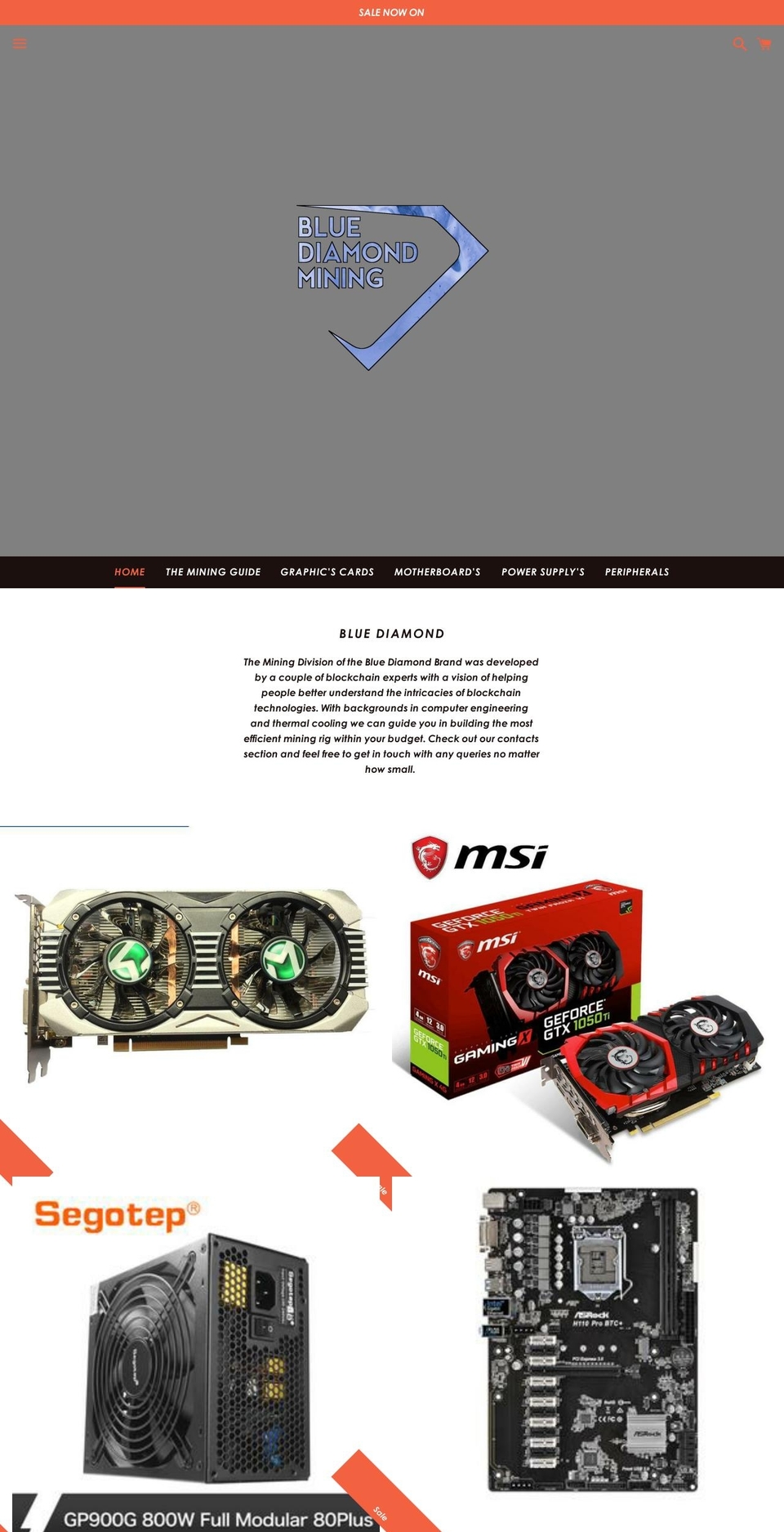 bluediamondmining.com — Shopify storefront screenshot