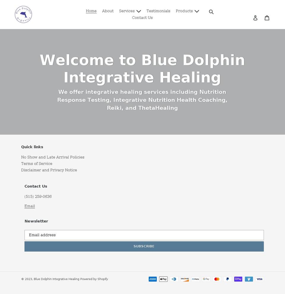 bluedolphinorganics.com shopify website screenshot