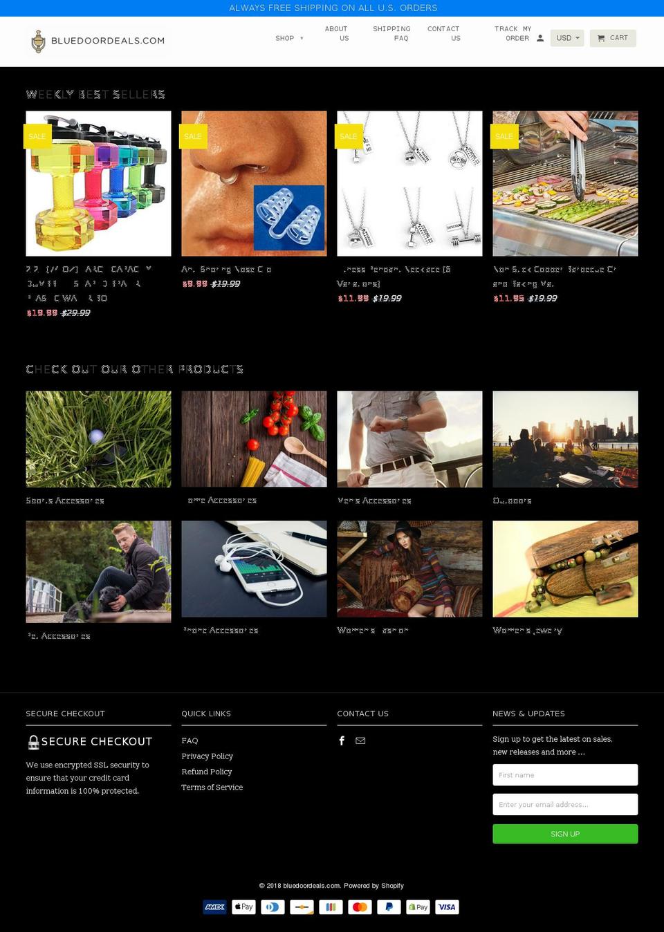 bluedoordeals.com shopify website screenshot