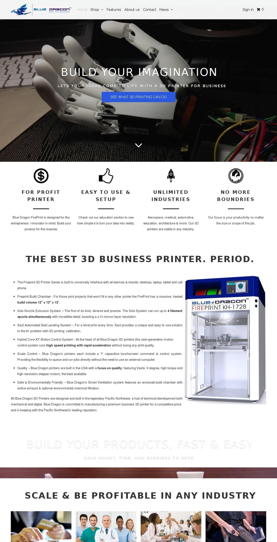 bluedragon3d.com shopify website screenshot