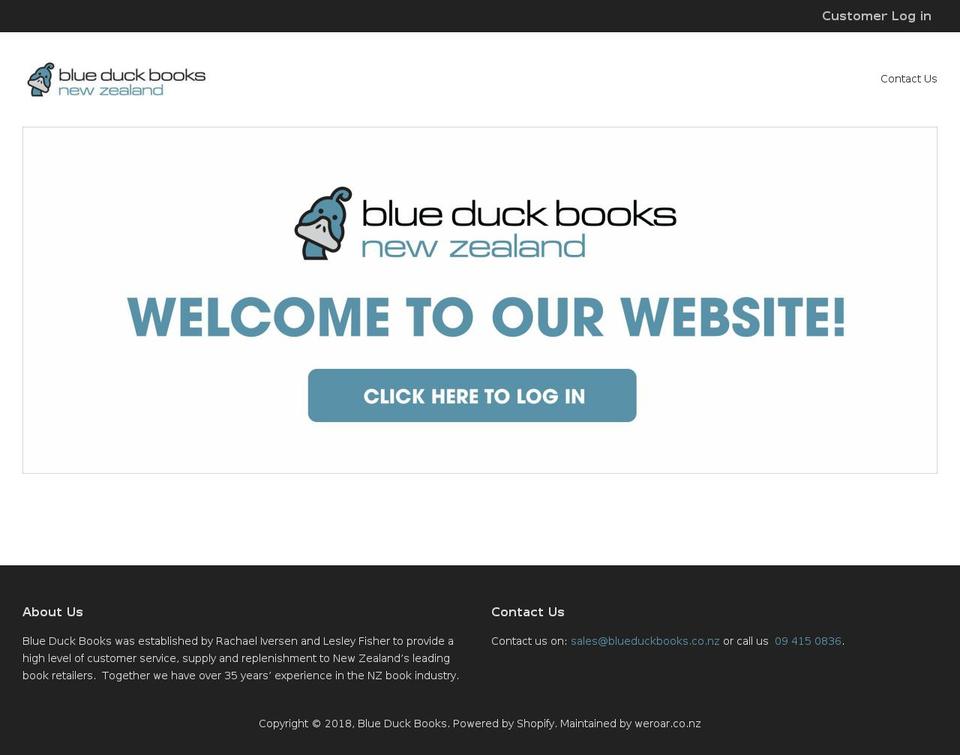 blueduckbooks.co.nz shopify website screenshot