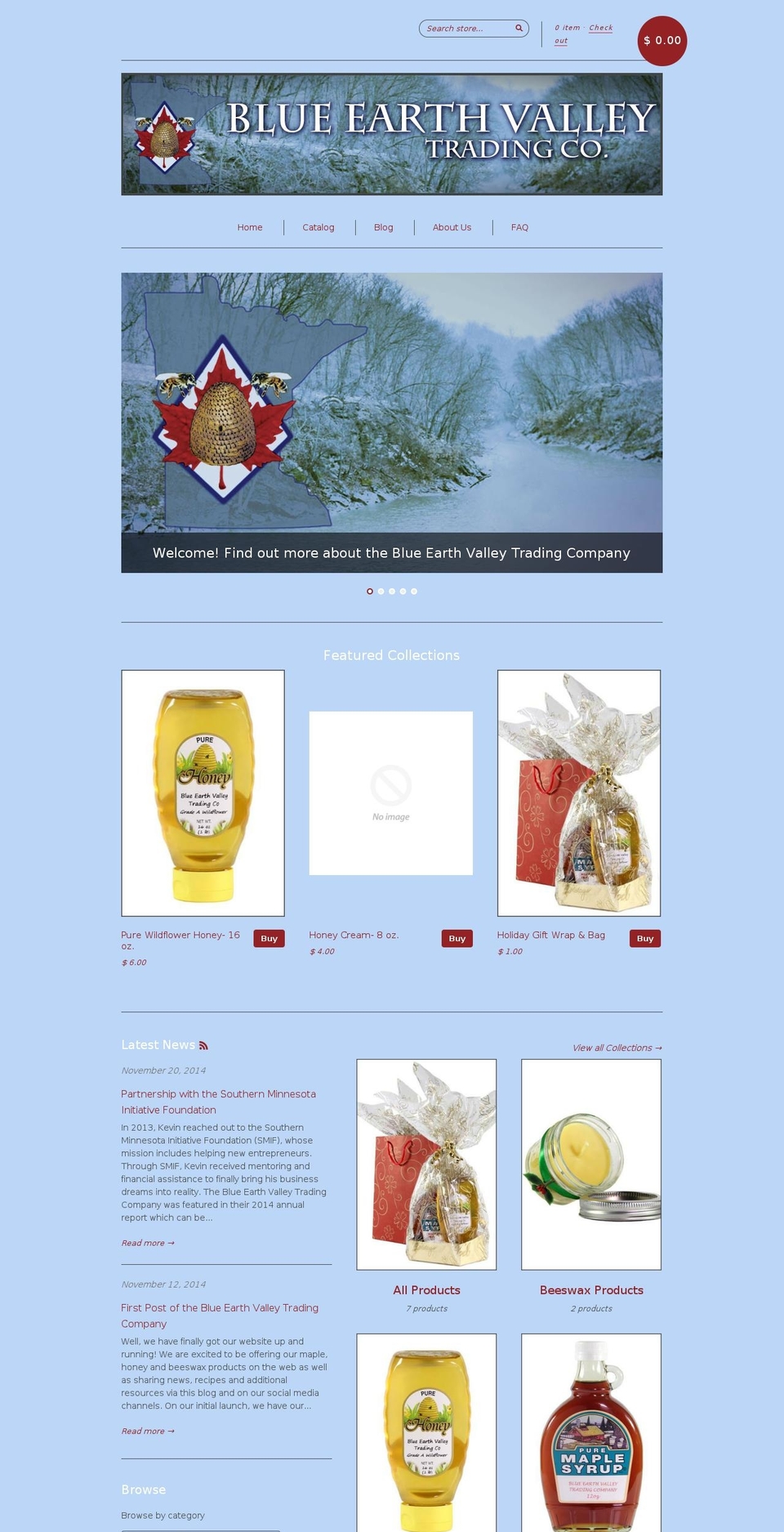 blueearthvalleytradingcompany.com shopify website screenshot