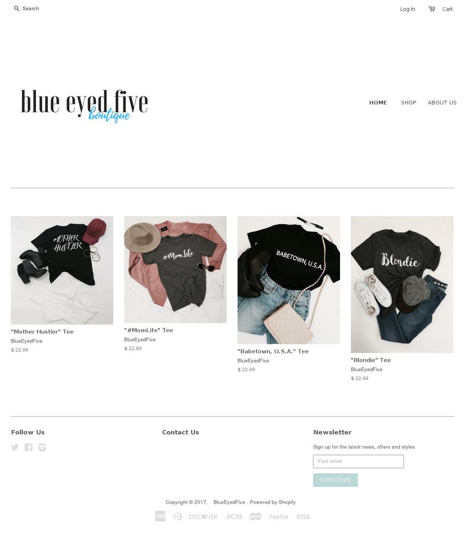 blueeyedfive.com shopify website screenshot