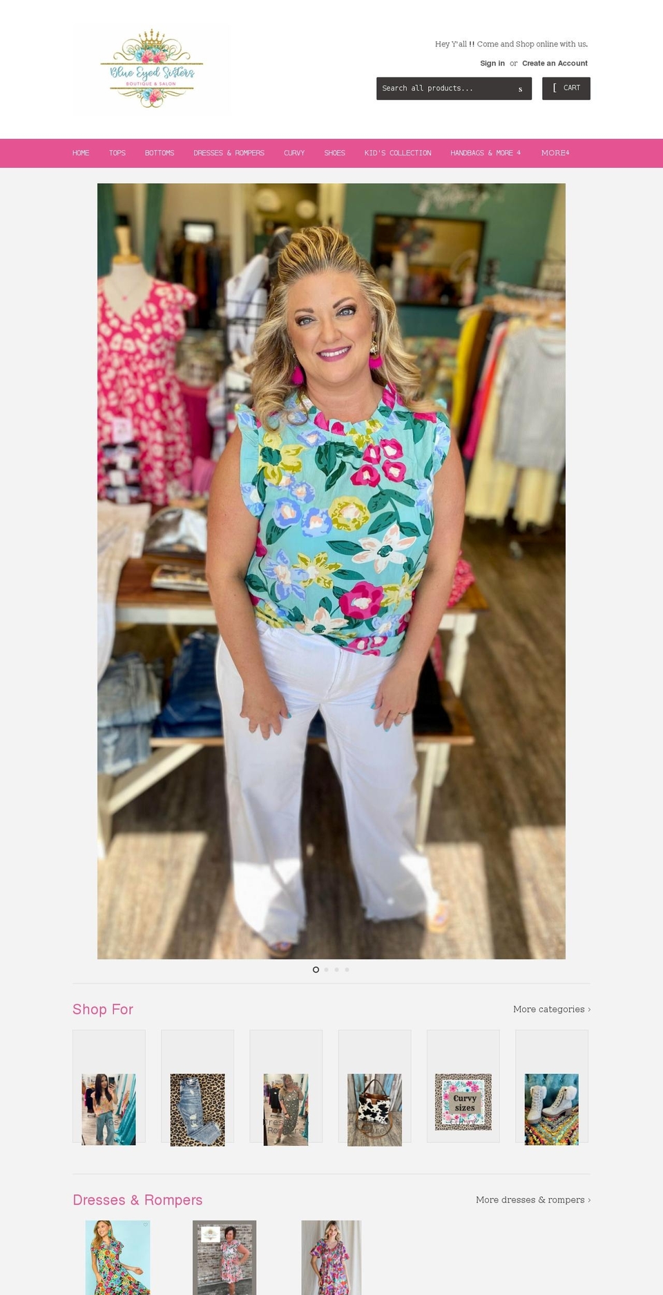 blueeyedsistersboutique.com shopify website screenshot