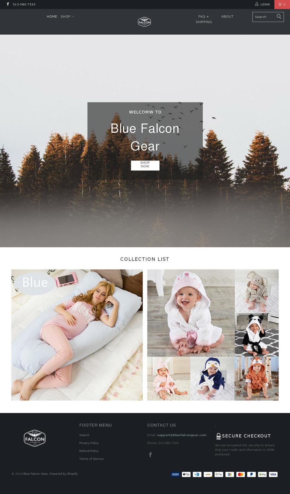 bluefalcongear.com — Shopify storefront screenshot