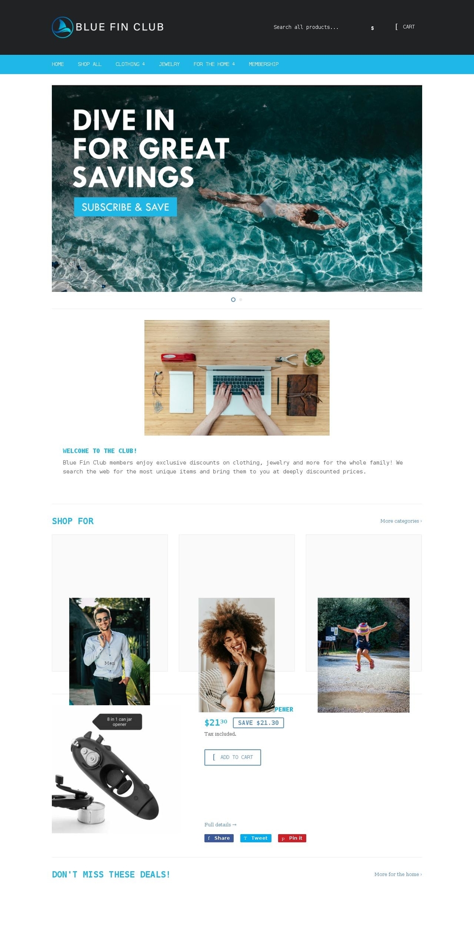 bluefinclub.com shopify website screenshot