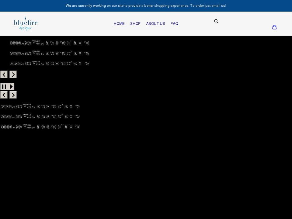 bluefire-designs.com shopify website screenshot