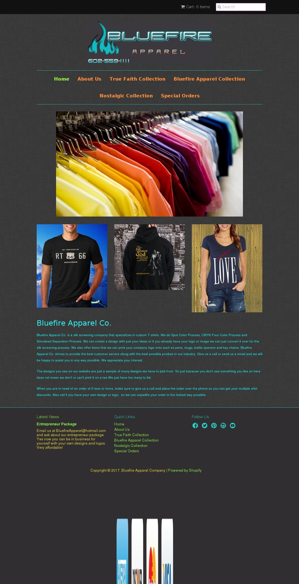 bluefireapparel.com shopify website screenshot