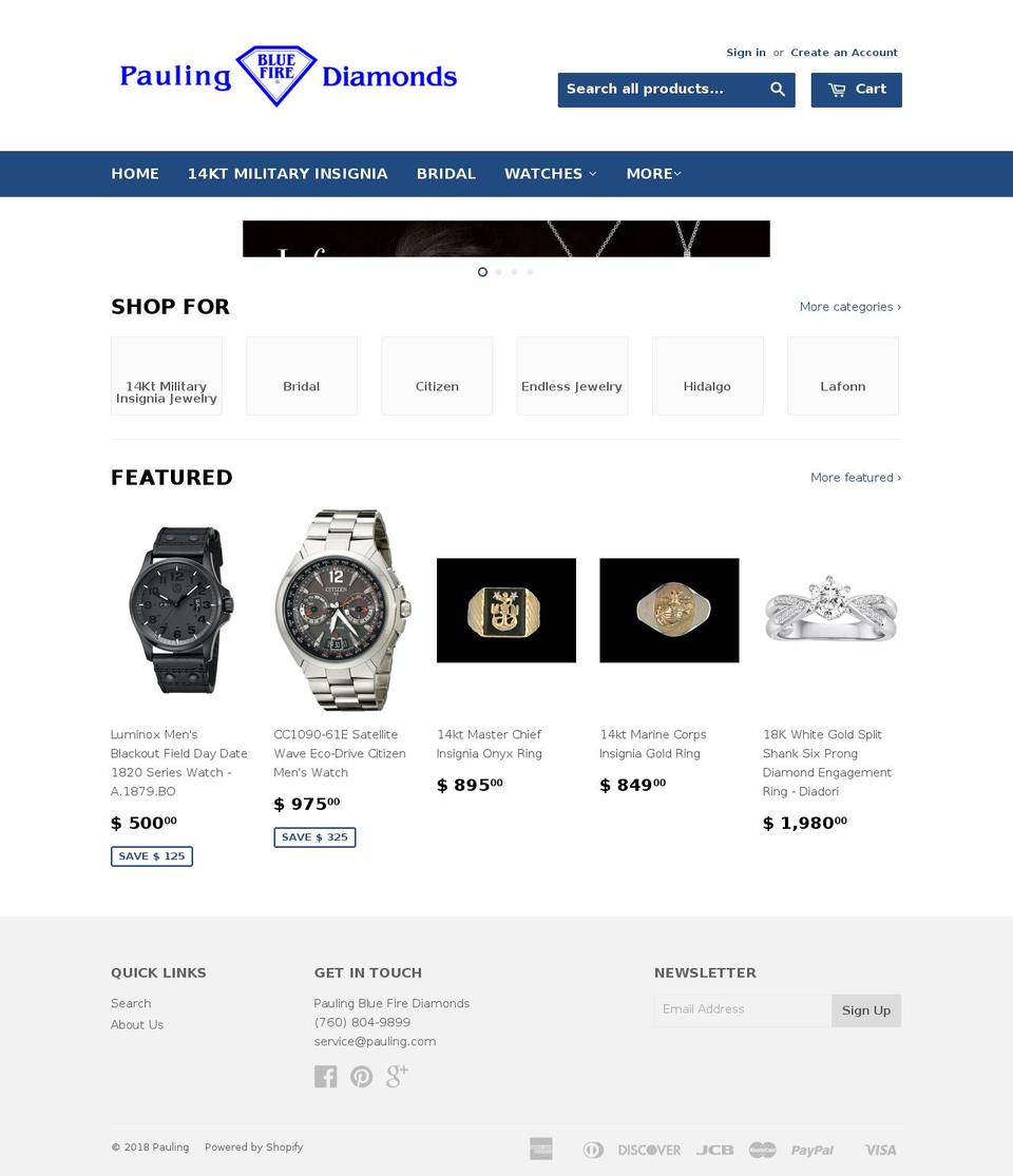 bluefirediamonds.com — Shopify storefront screenshot