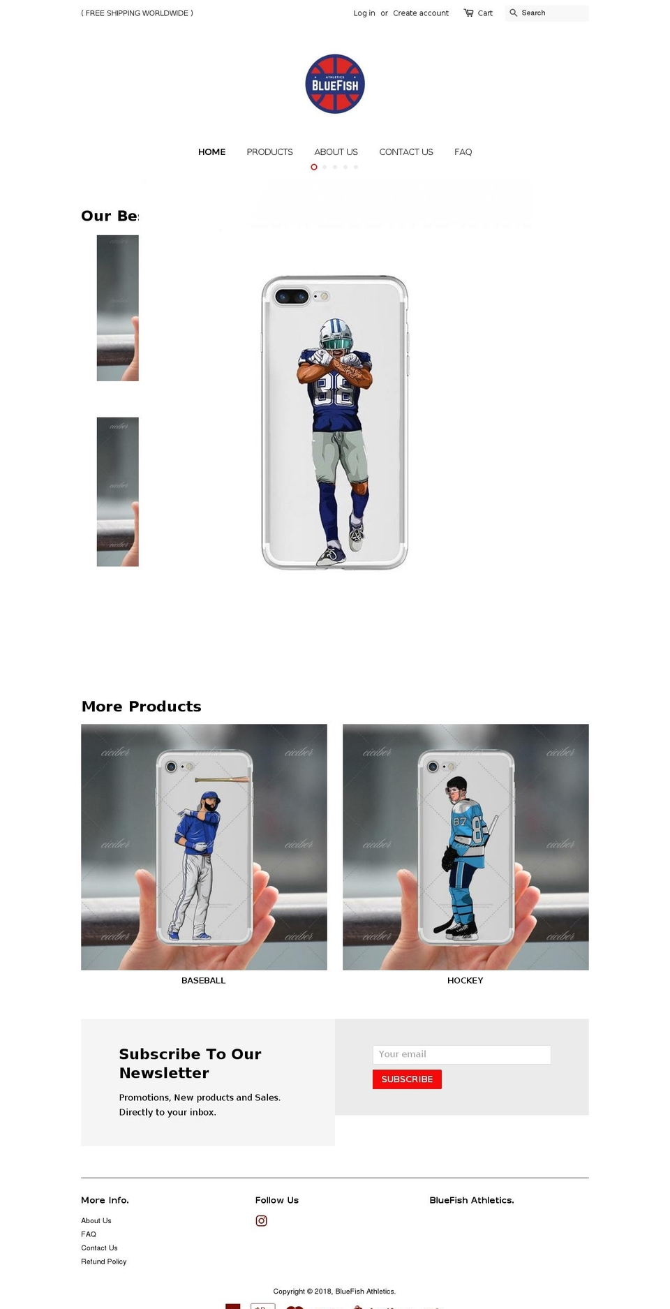 bluefishathletics.com — Shopify storefront screenshot