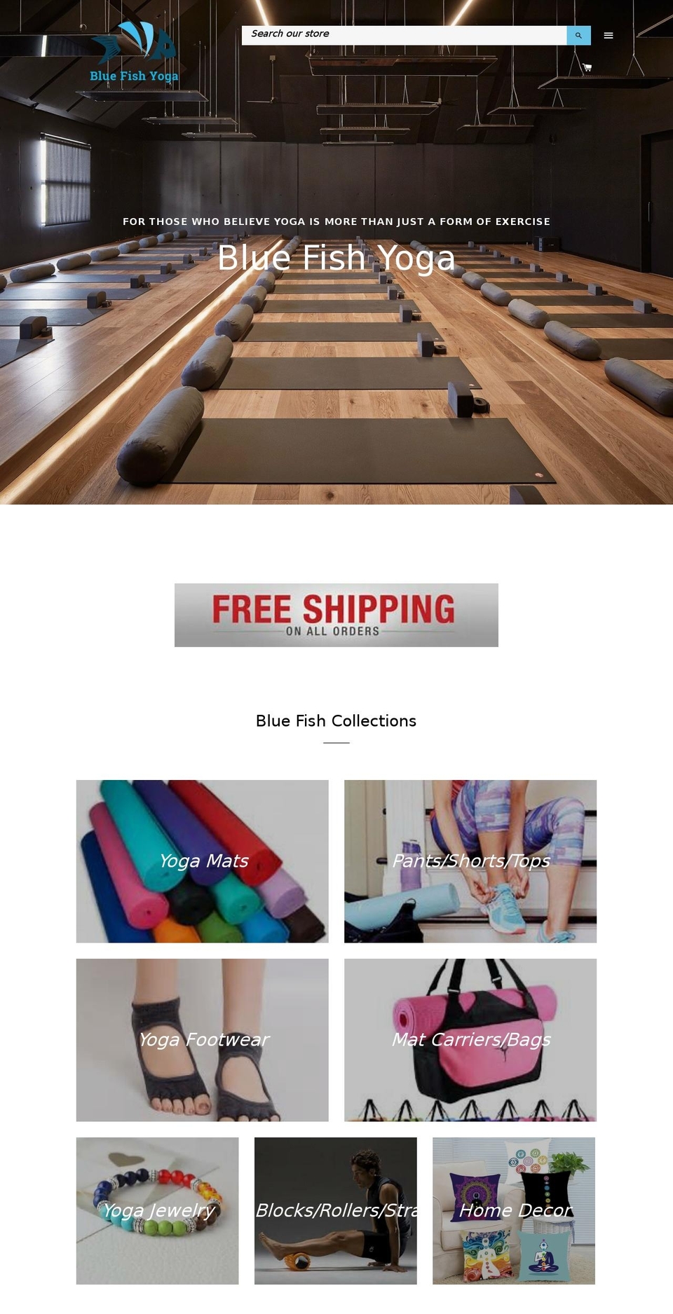 bluefishyoga.com — Shopify storefront screenshot