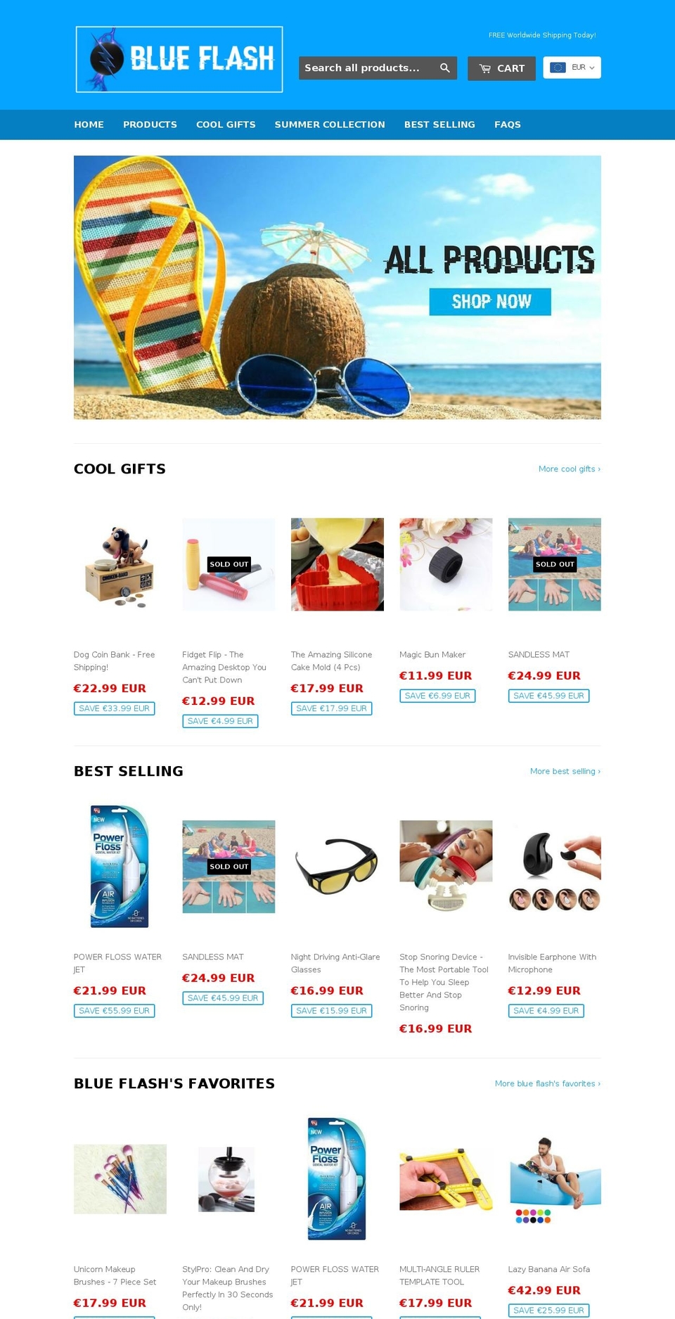blueflashofficial.com shopify website screenshot