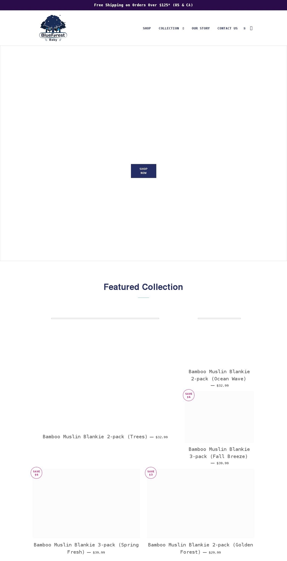 blueforestbaby.com shopify website screenshot