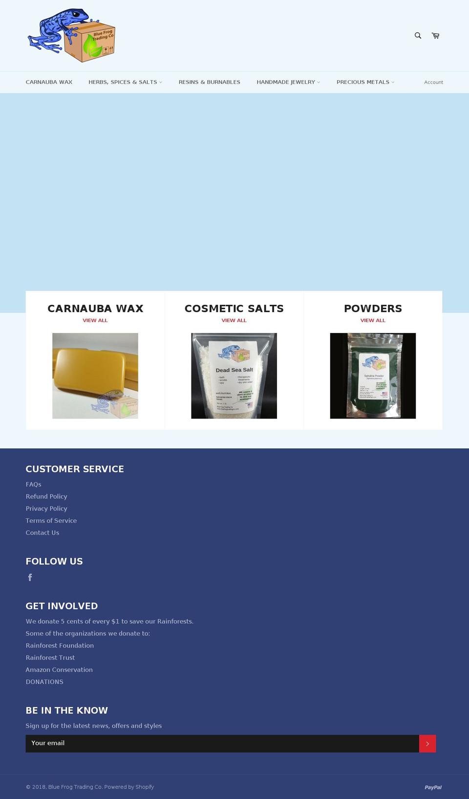 bluefrogtradingco.com — Shopify storefront screenshot