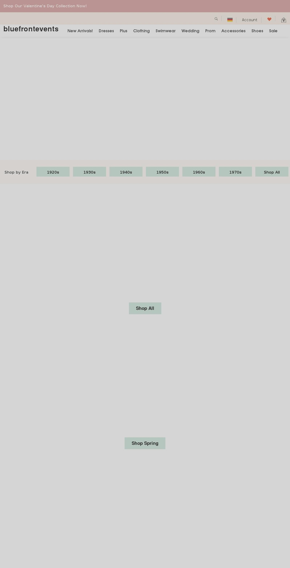 bluefrontevents.com shopify website screenshot